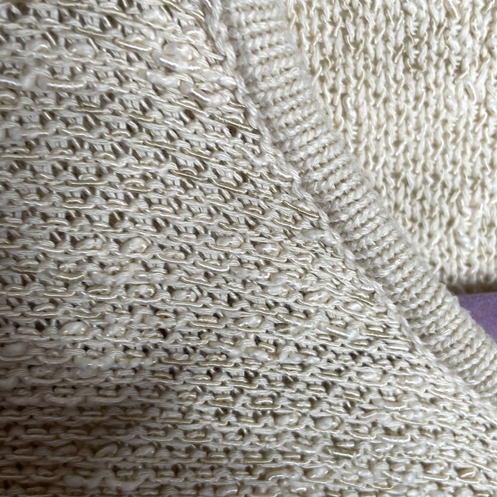 Jones New York Collection tweedy woven cardigan in natural beige, size large - Picture 10 of 10